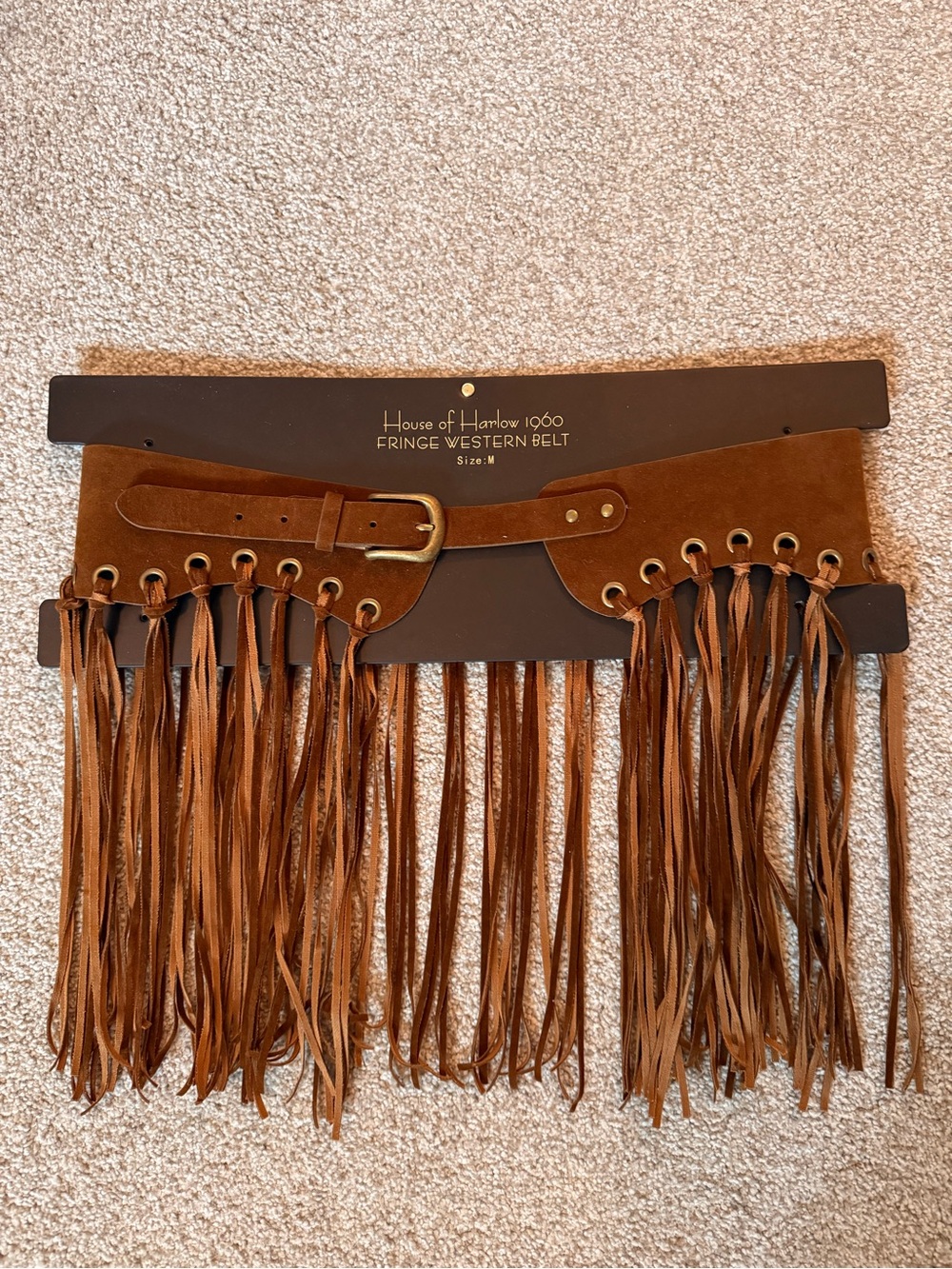 House of Harlow 1960 Tan Suede Fringe Western Belt